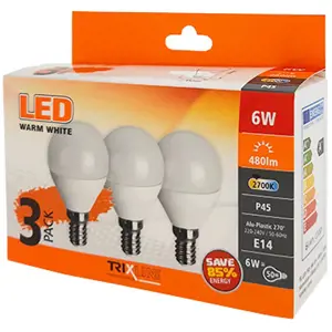 LED Žárovky 6W E14 P45 2700K sada 3 kusy