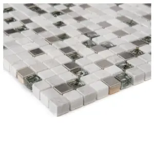 Produkt Mozaika glas permutt marmor weiss/edestahl 66261 30x30x0,8