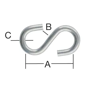 S-hák 40 x 8 x 5 mm zn 2 ks