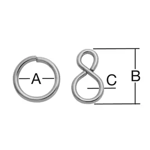 S-hák + kroužek 30 x 20 x 3 nikl