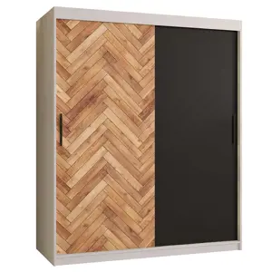 Skříň HERRINGBONE 150 Fehér/Černá/Rybí kost