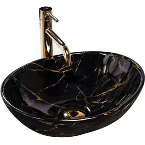 Umyvadlo na desku Sofia Black Marble Shiny