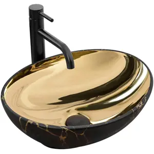 Umyvadlo na desku Sofia In Gold/Black Marble