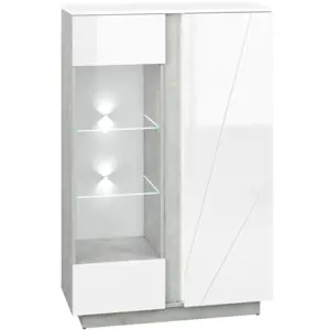 Vitrína Lumens 92 cm, bílá / beton